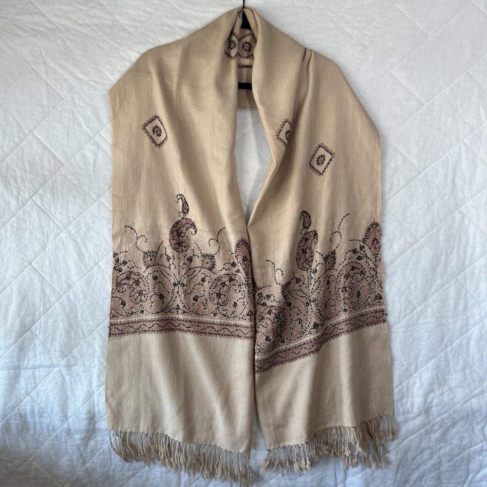 Large Scarf With sequins vintage boHo Lots Of Sparkle